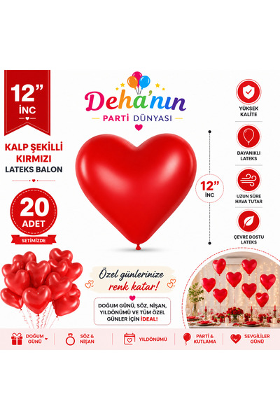 DEHAPARTY Balloon Land High Quality Heart Shaped Latex Balloon 15 Pieces