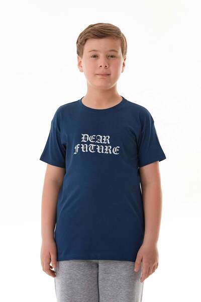 Fulla Moda Dear Future Text Printed Boy's T-Shirt