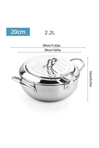 choice2 1pc 2.2L 1pc Stainless Steel Oil Pan Household Thermometer With Cover...