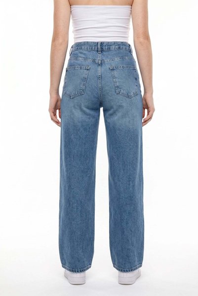 HAKKE Kadın Yüksek Bel Bol Paça Denim Jean PANTOLON