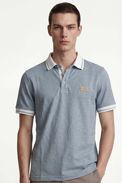 HAKKE Stripe Detailed Polo Collar Men's T-Shirt