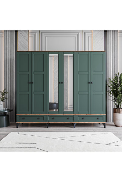 MONZIO Karin 6 Kapaklı Çekmeceli Gardırop %100 MDF