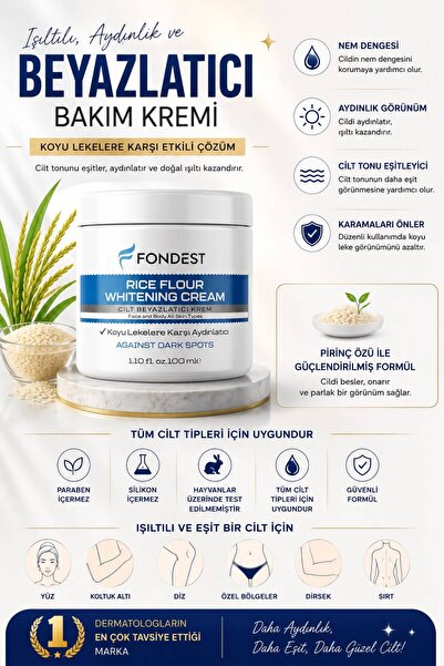 FONDEST Koltuk Altı-Diz-Dirsek Ve Bikini Bölgesi Cilt Beyazlatıcı Krem 100 ml...