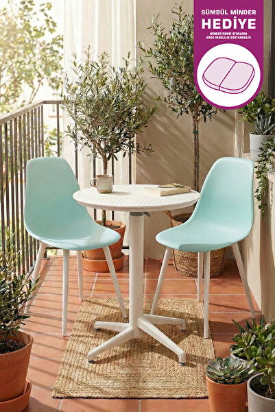 VİLİNZE Tilia Plastik Bahçe Balkon Bistro Seti Katlanır Masa 60*60 cm