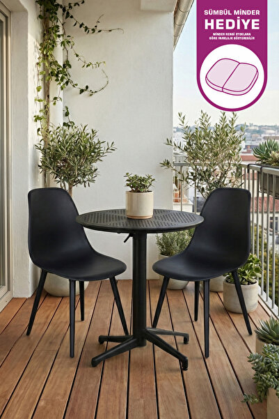 VİLİNZE Tilia Plastik Bahçe Balkon Bistro Seti Katlanır Masa 60*60 cm