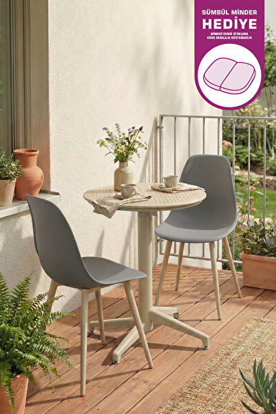VİLİNZE Tilia Plastik Bahçe Balkon Bistro Seti Katlanır Masa 60*60 cm
