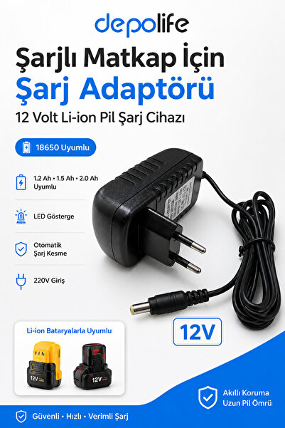 Depolife Şarjlı Matkap Için Şarj Adaptörü 12 Volt Li-on Pil Şarjlı Yedek pil ...