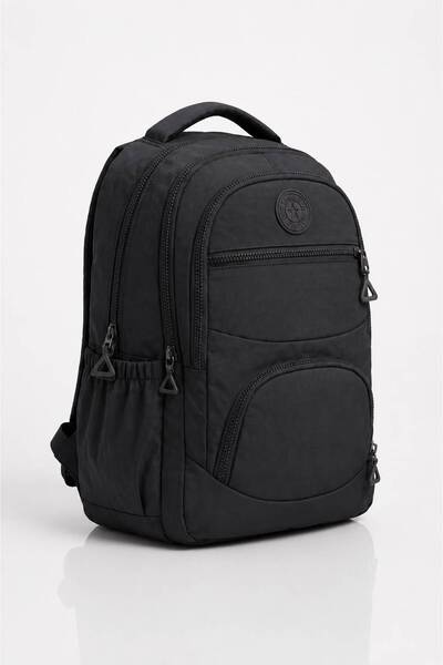 Av A Dos UniSex Black Backpack - Water ReSiStant, Crinkle Fabric, Large Size ...