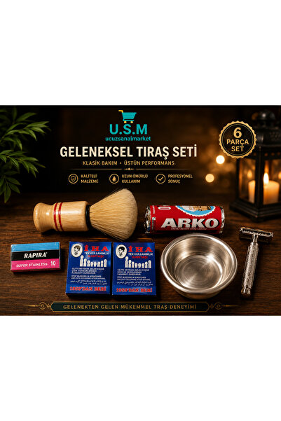 u.s.m ucuzsanalmarket Yuma Manuel Tıraş Aleti - Geleneksel Tıraş Makinesi 6 P...