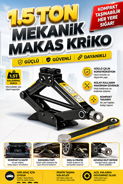 Havana Oto Krikosu 1.5 Ton Makas Cırcırlı Araç Kriko cırcır