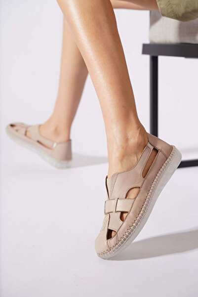 Moda Pie Qato Windowed Genuine Leather Women's Shoes Silver