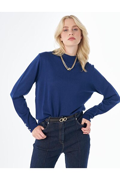 Kayra Basic Viscose Knitwear Sweater Indigo