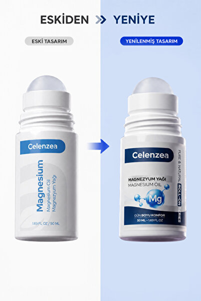 Celenzea Magnezyum Yağı Kas ve Eklem Bakımı İçin Etkili Roll-On Doğal Magnezyum Klorür Magnesium Oil 50ml