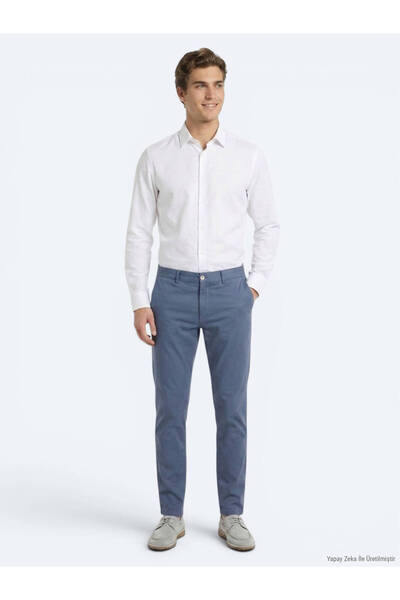 Kip Light Blue Woven Jogging Fit Casual Cotton Blend Trousers