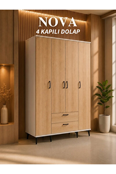 Cozibo Nova 4 Kapılı 2 Çekmeceli Dolap, Gardrop
