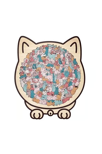 choice2 Macaron 135 PC Cat-shaped Wooden Jigsaw Puzzle Unique Irregular Puzzl...