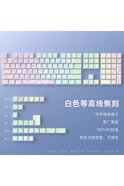 Choice 134keys White 2025 Super Contour PBT Keycaps Side Glow Light Mechanica...