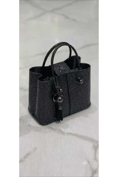 ÖZÜM ÇANTA Women's Glittery Sleeve and Shoulder Bag S Black