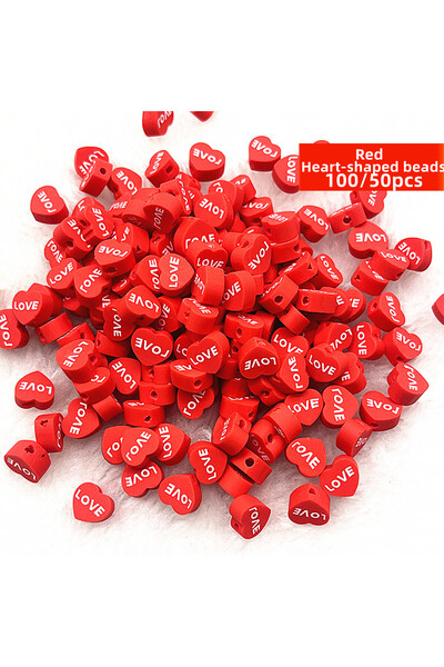 Choice1 10mm-50pcs Red 100/50pcs 10mm Red Peach Heart Soft Clay Beads for DIY...