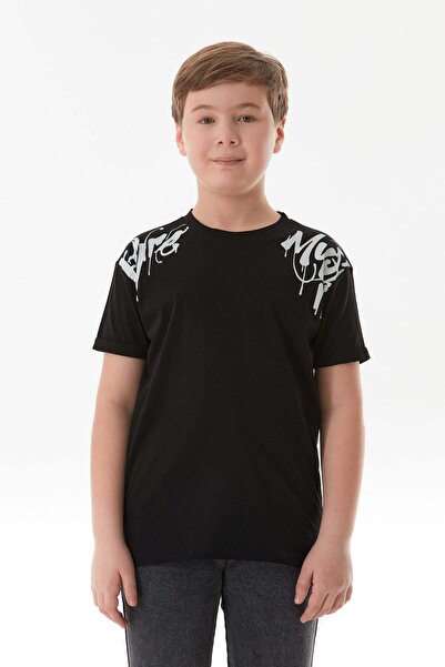 Fulla Moda Text Printed Crew Neck Boy's T-shirt