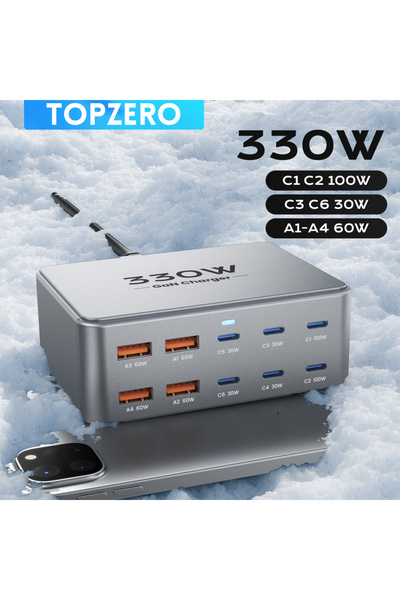 Choice محول كهربائي من الاتحاد الأوروبي ‌330 واط شاحن GaN متعدد المنافذ USB C...
