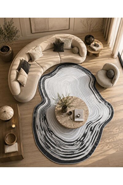 Neşem Halı Boutique Amorf AR007 Krem Yumuşak Dokulu Makine Halısı ( 80*150-80...