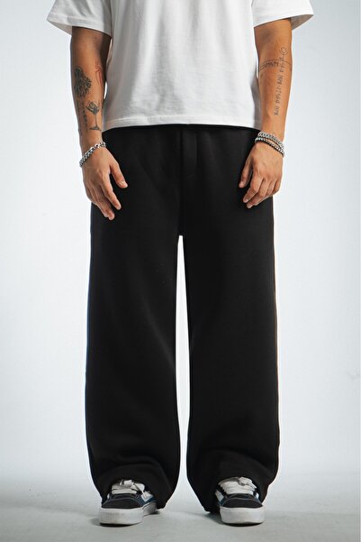 e&e Shadow Drip Black Baggy Men's Sweatpants with Stoppers
