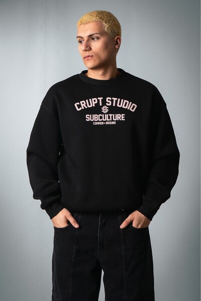 Crupt Studio Subkultura Oversize crna muška majica