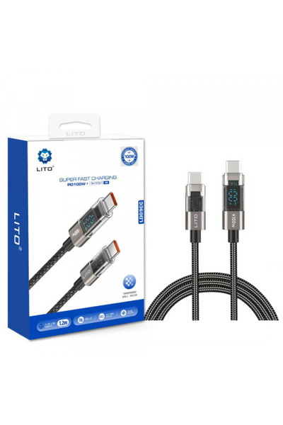 Lito Cablu Date si Incarcare USB-C - Lightning LD09CC Display, 100W, 1.2m, Negru
