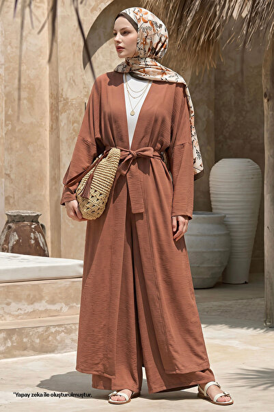 InStyle Kimono Pantolonlu Kiremit Takım