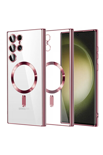 Samsung Husa MagSafe pentru Galaxy S23 Ultra S918, Techsuit, Luxury Crystal, Roz