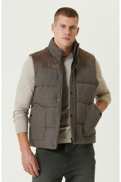 Network Vizon Yün Karışımlı Kapüşonlu Puffer Casual Yelek