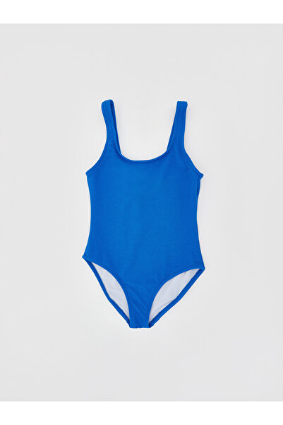 LC Waikiki Blue Basic Girls' Swimsuit