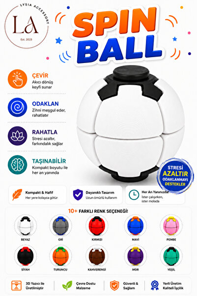 lysiaaccessory Spin Ball Stres Topu Fidget Oyuncak | Dönen Basmalı Dikkat ve ...