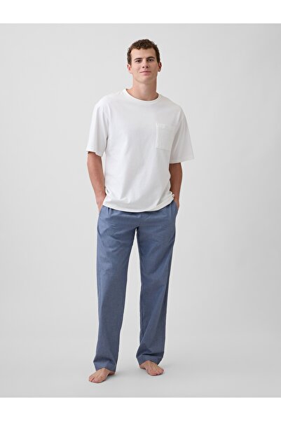 GAP Erkek Mavi Relaxed Poplin Pijama Altı