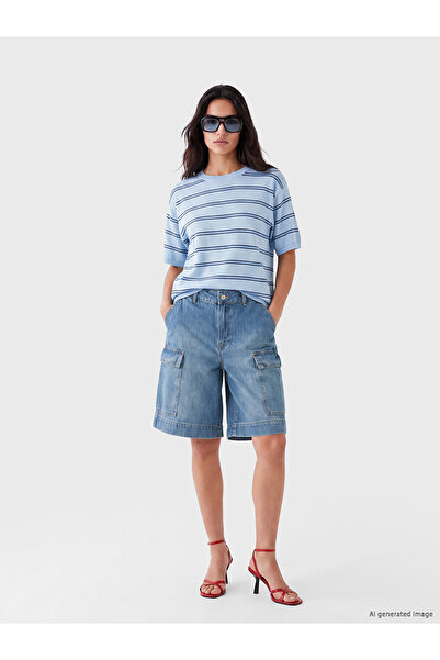 LC Waikiki Trendlucky Loose Fit Women's Jean Cargo Shorts with a Difference
