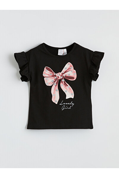 LC Waikiki Trendlucky Girl's T-Shirt with Bow Print