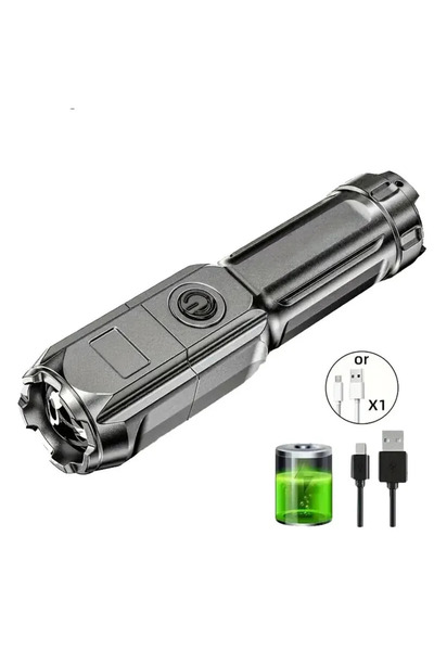 Choice FT15 مصباح يدوي LED مصباح يدوي LED قوي قابل لإعادة الشحن USB مقاوم للم...