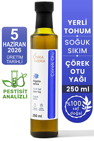 OnkaFarma Onka Farma Soğuk Sıkım Çörek Otu Yağı 250 ml %100 Doğal %100 Saf Ye...