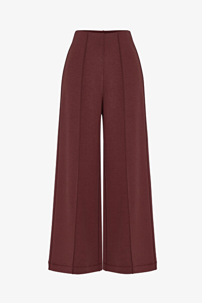 Penti Brown Wide-Leg Ribbed High-Waist Trousers
