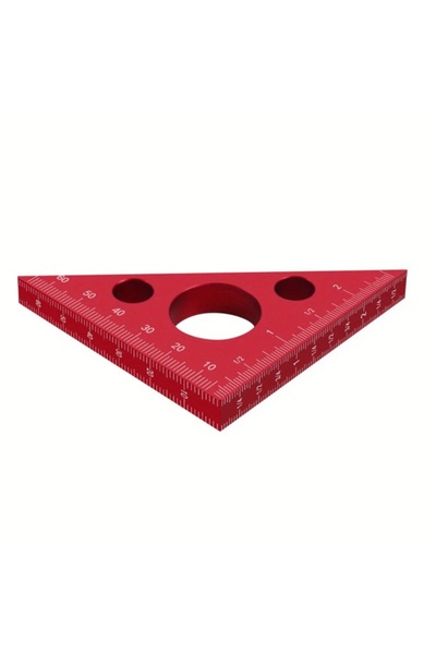 Choice1 Red 45/90 Degree Aluminum Alloy Triangle Ruler, Metric Imperial Dual ...