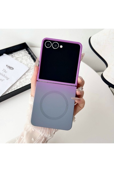 Choice30 Galaxy Z Flip7 Purple Gray Gradient Color Magsafe Magnetic Phone Cas...