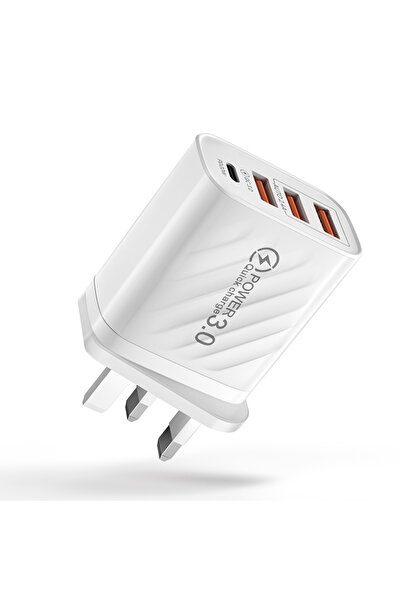 Choice white UK USB 48W PD Fast Charger 3Ports USB C Adapter Mobile Phone Cha...
