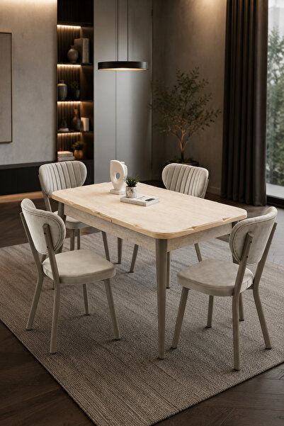 Atolye Casa 80x130 MDF Mutfak Masası (Sadece Masa) Traverten Renk Açılır Yeme...