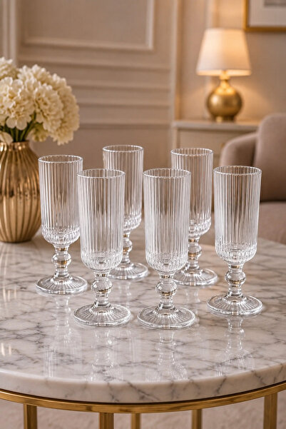 YzHome Set of 6 Crystal Glass Coffee Water Glass Goblet Mug