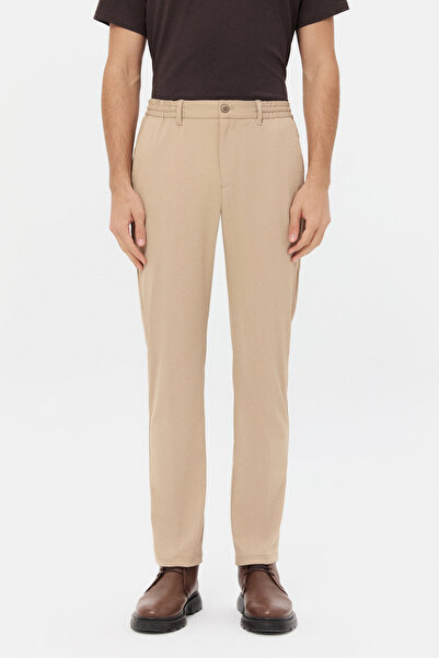 D'S Damat Παντελόνι Jogger Ds Damat χαλαρή εφαρμογή μπεζ μονόχρωμο