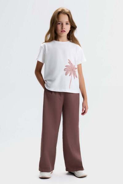 nk kids Nk girl's palm print short sleeve t-shirt, ages 8-14, ecru