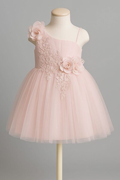 Miss Hely Girls Kids فستان سهرة للفتيات 2916 بكتف واحد مع تفاصيل مطرزة GKMH0022