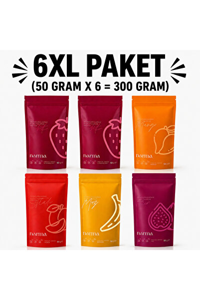 Narma Altılı Mix Paket Freeze Dried 100 gr Çilek, 50 gr Mango, 50 gr Şeftali,...