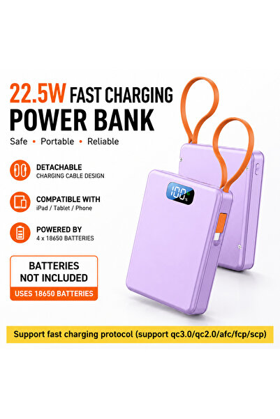 Choice4 22.5W Purple FUNNYSHIELD 4*18650 Power Bank Cases 10W Battery Holder ...
